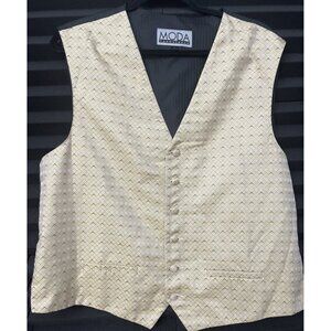Moda Formal Wear Suit Vest Size Adult Large Mens Button light Yellow White